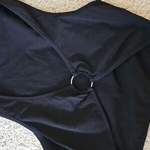 SHEIN Black Ring Detail Crop Top